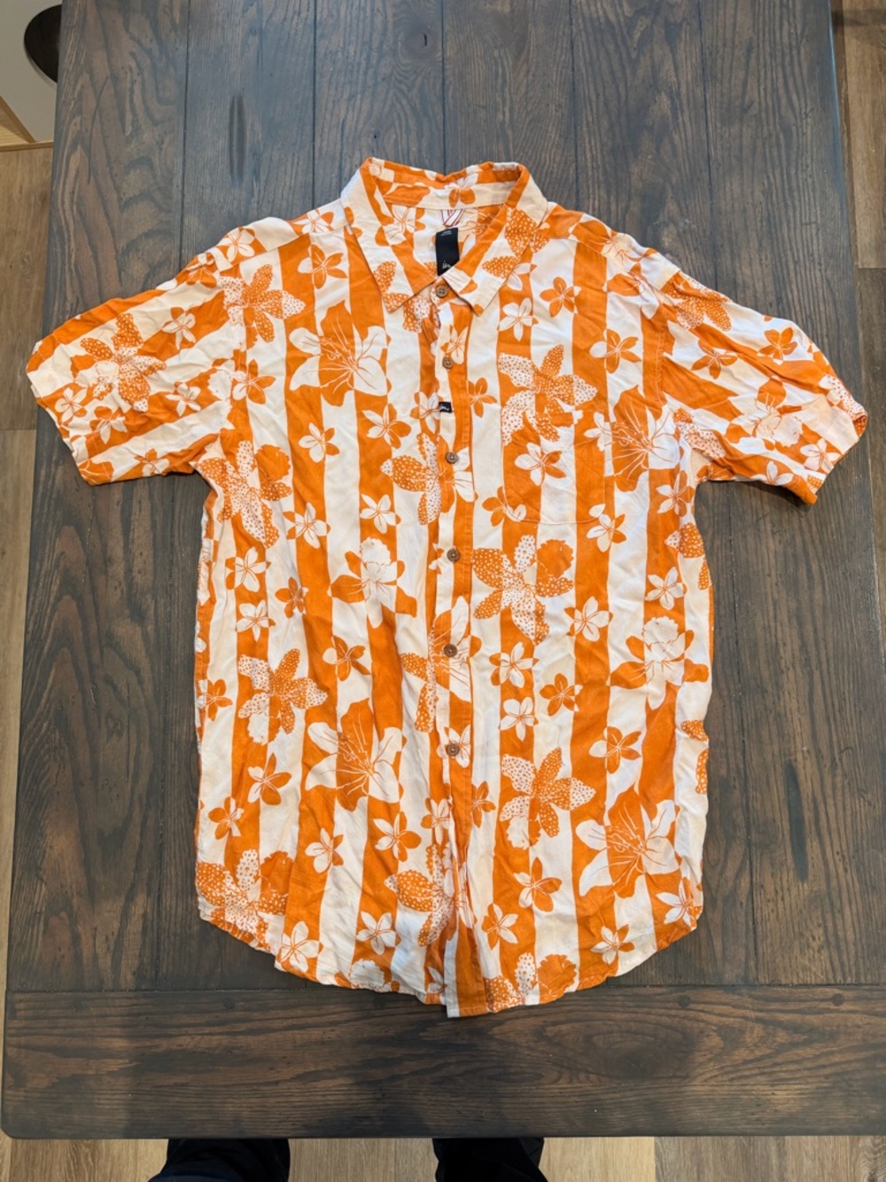 Imperial Motion Orange and White Floral Short-Sleeve Button-Up Shirt